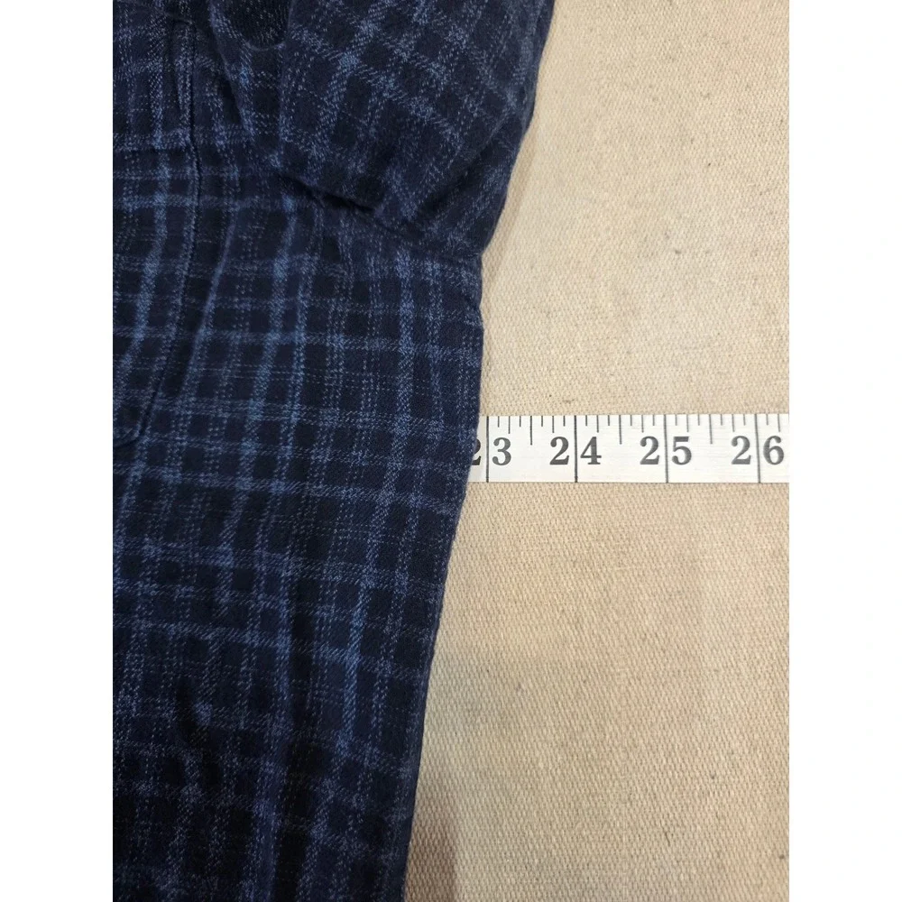 Banana Republic Mens Slim Fit Navy Blue Plaid Flannel Button Down Shirt Large